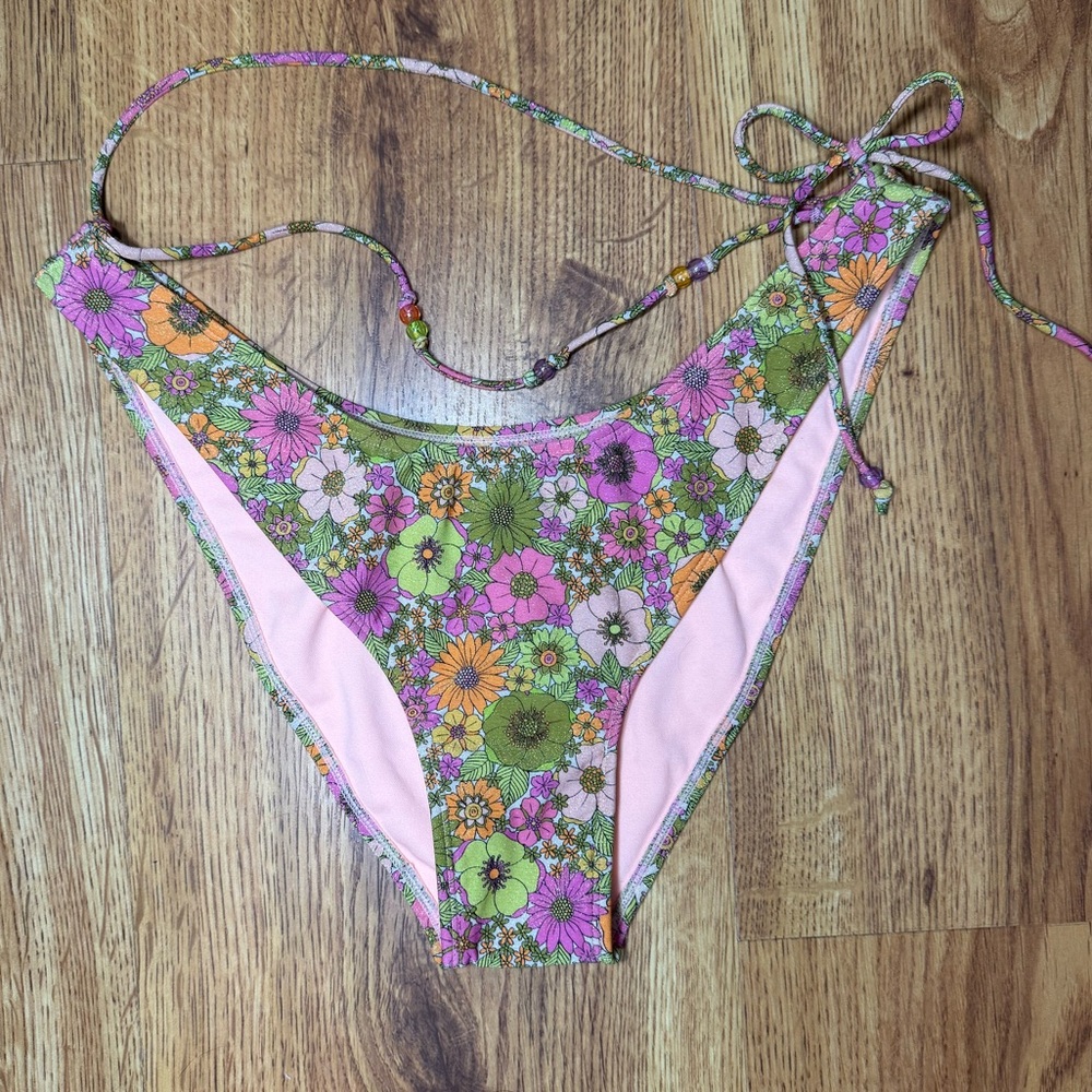 Wild Fable Womens Bikini Bottom Floral Beaded Low Rise Cheeky Size XL